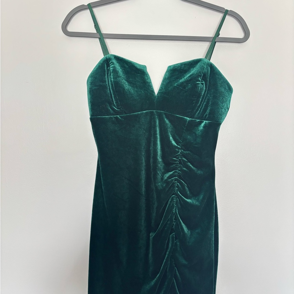 Emerald Sundae Deep Green Velvet Dress